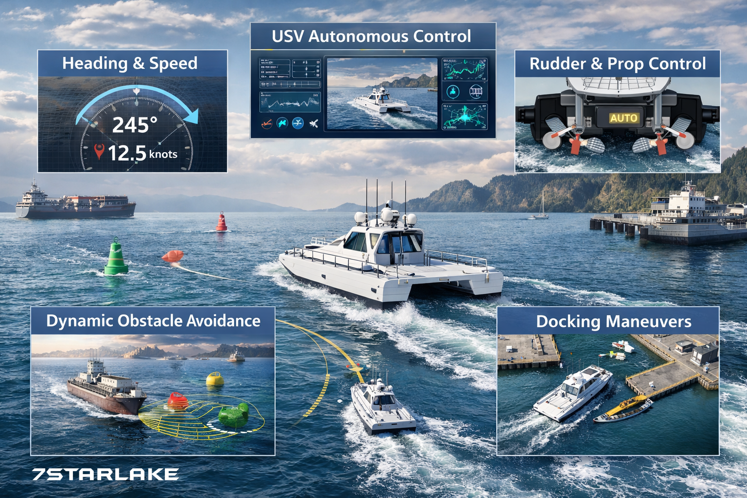 Autonomous Control of the USV Warship