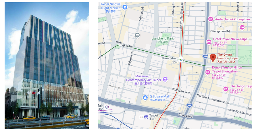 venue and map Okura Prestige Hotel Taipei 